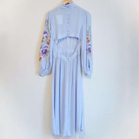 Floral Embroidered Light Blue Dress - Picture 4 of 7